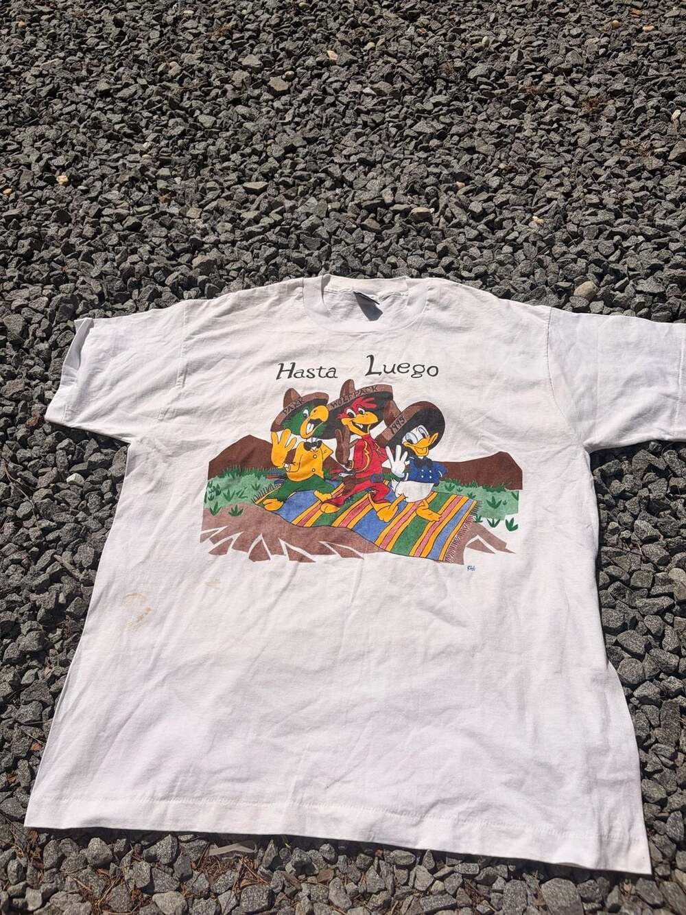 Fruit of the Loom Three Caballeros Hasta Luego Size XL White T-Shirt